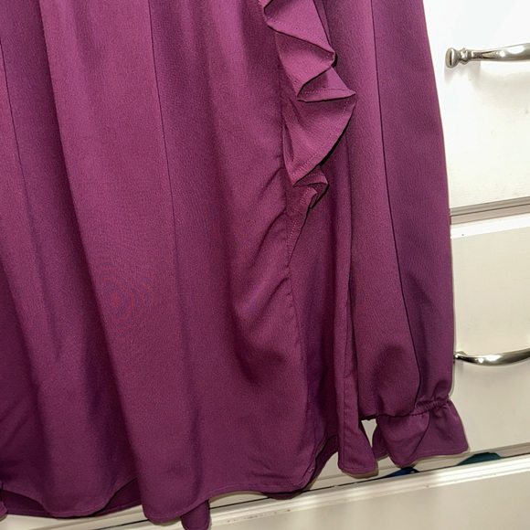 Entro Plum Ruffle V-Neck Blouse - Picture 4 of 7